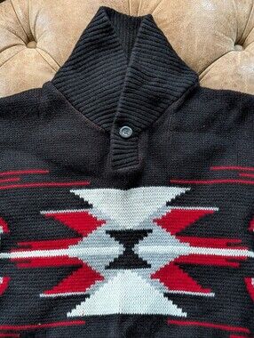 Repage Vintage Acrylic Aztec Geometric Pattern Sweater Made In Romania Medium